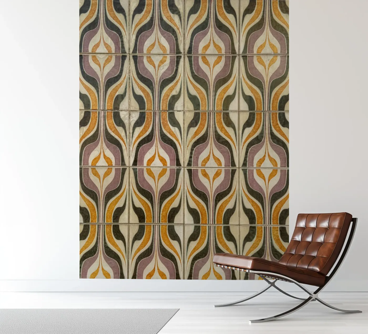 Retro Geometrisch Tegelpatroon fotobehang van byrieneke