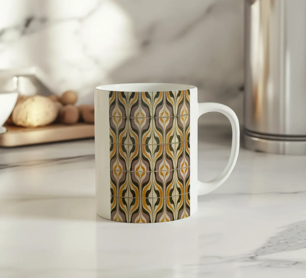 Retro Geometric Tile Pattern tazza in ceramica da byrieneke