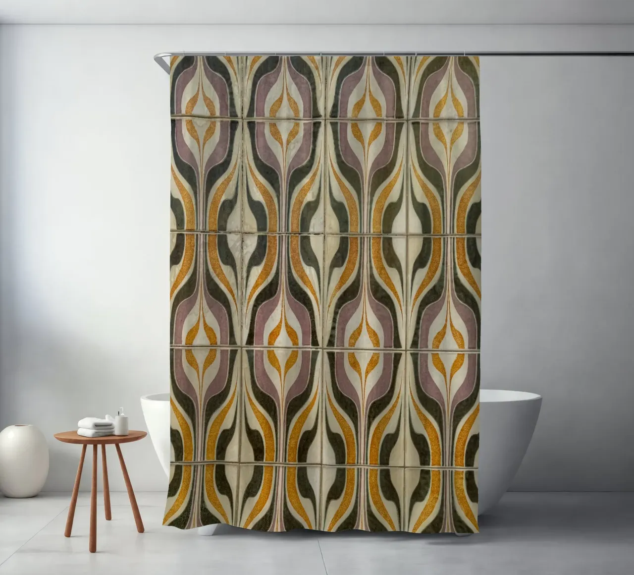 Retro Geometric Tile Pattern tenda da doccia da byrieneke