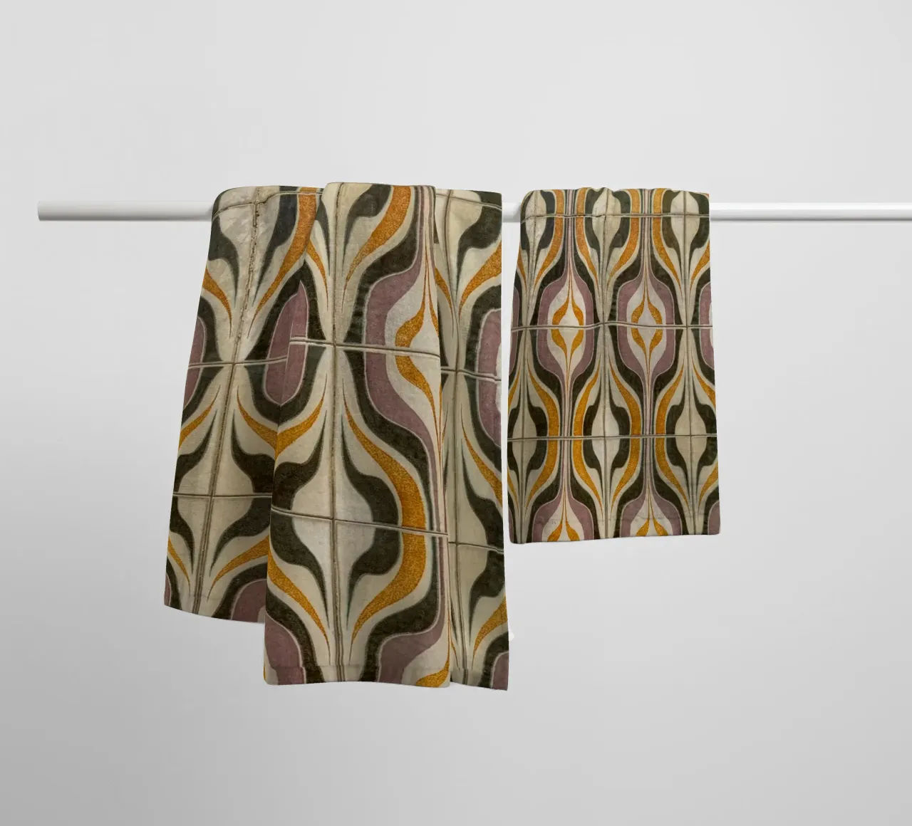 Retro Geometric Tile Pattern towel by byrieneke