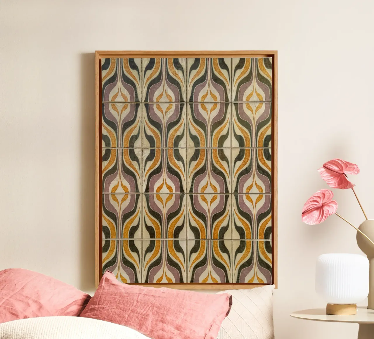 Retro Geometric Tile Pattern canvas by byrieneke