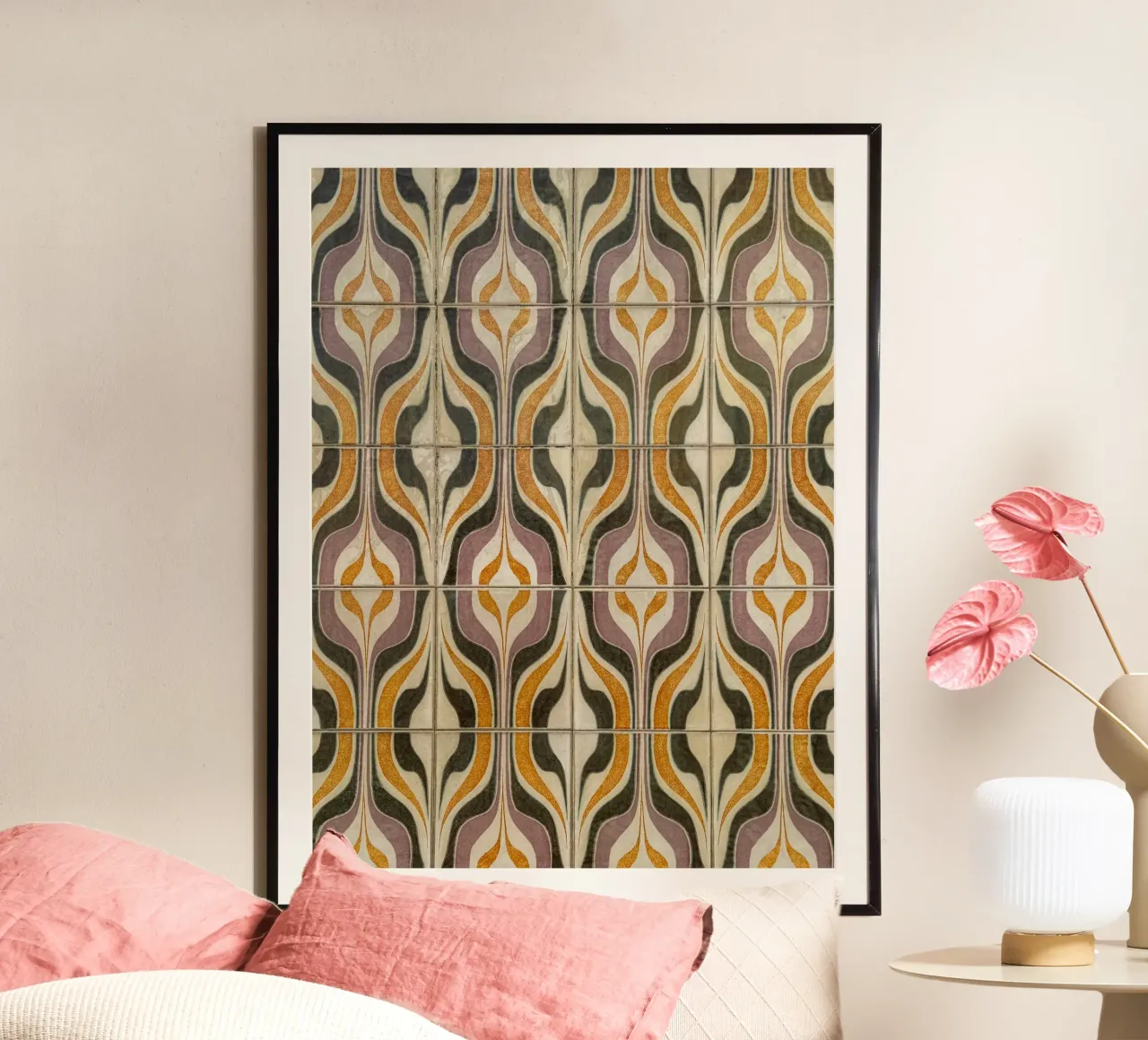 Retro Geometric Tile Pattern hahnemühle by byrieneke