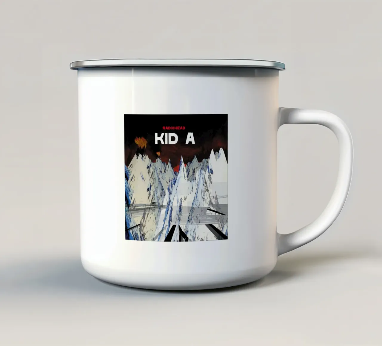 Cover Alternative Kid A Radiohead Band tazza in smalto da dumbbilget