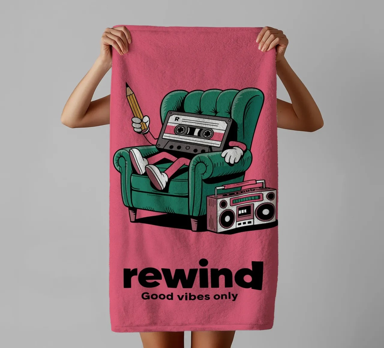 Cassetta Retro Chill - Ambiente anni '90 asciugamano da bagno da Plain Thoughts