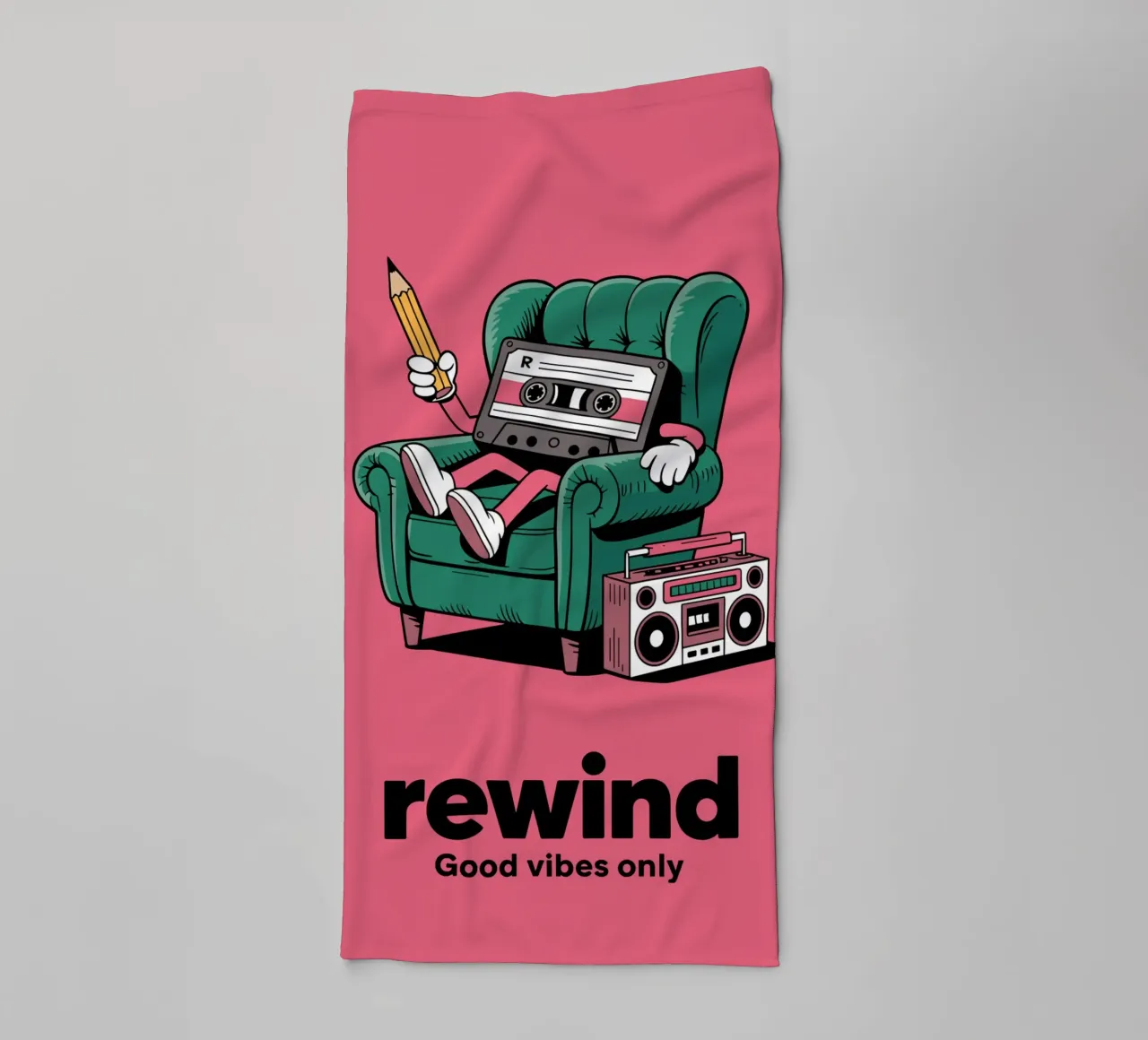 Cassetta Retro Chill - Ambiente anni '90 asciugamano da bagno da Plain Thoughts
