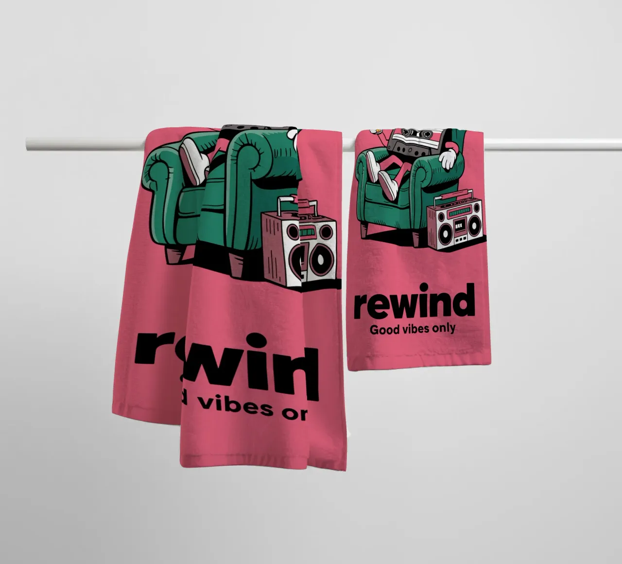 Cassetta Retro Chill - Ambiente anni '90 asciugamano da bagno da Plain Thoughts