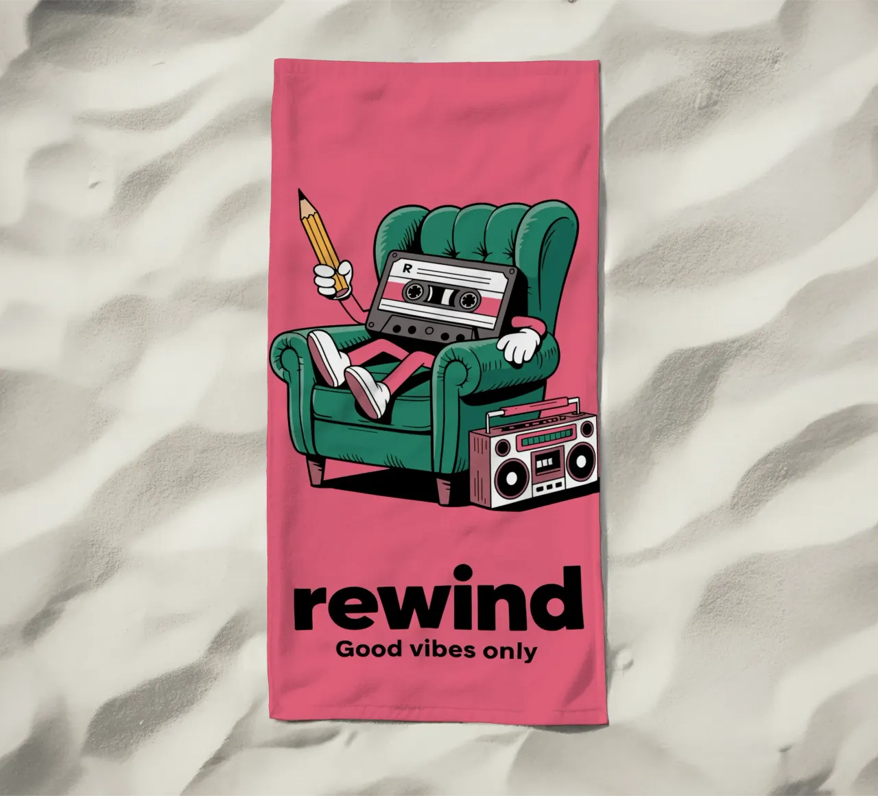 Cassetta Retro Chill - Ambiente anni '90 telo mare da Plain Thoughts