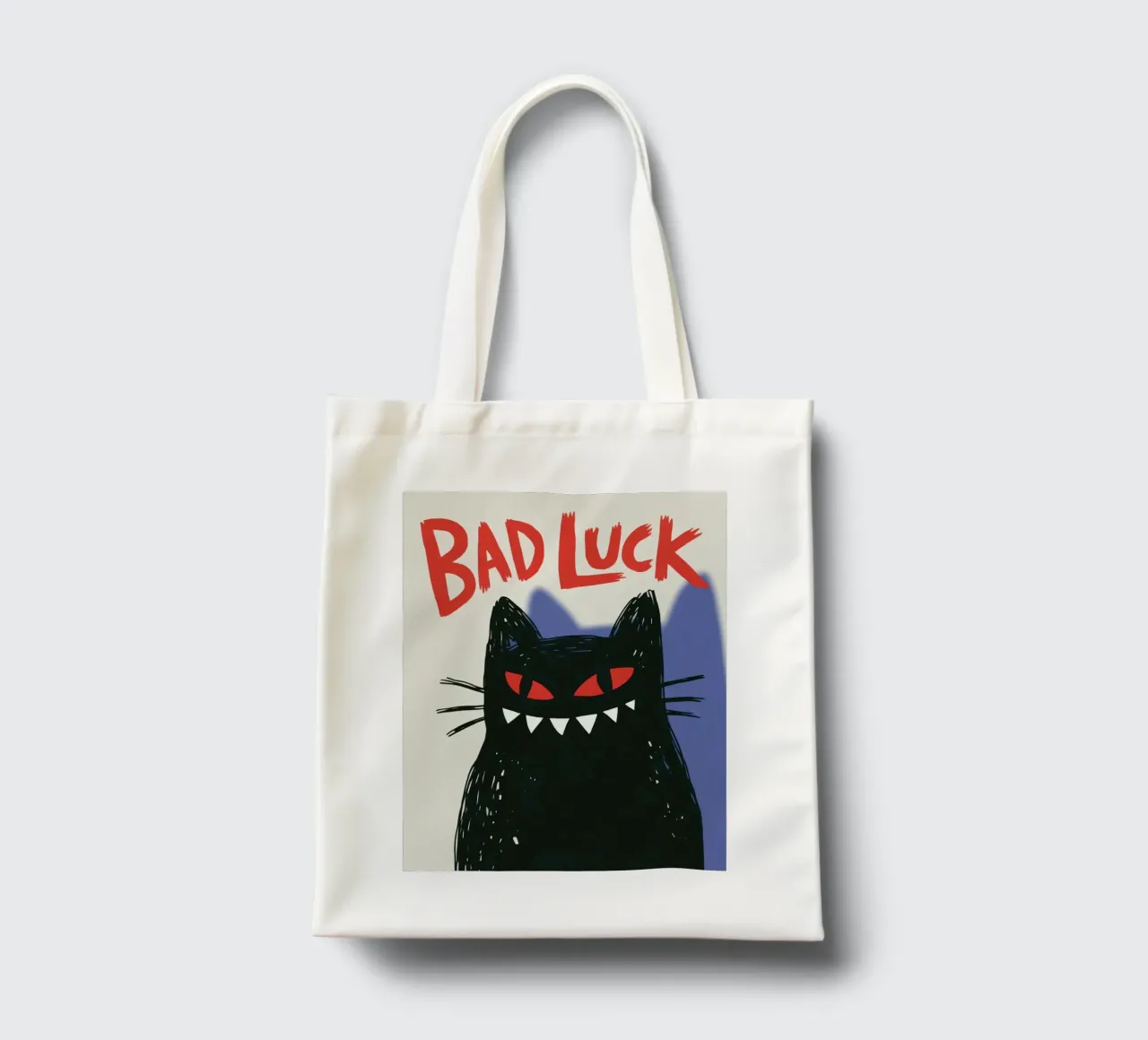 Bad Luck Cat - Umorismo nero e stile grafico borsa in juta da Plain Thoughts