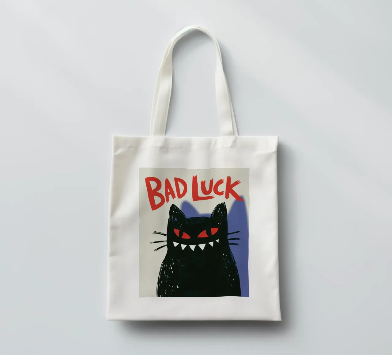 Bad Luck Cat - Umorismo nero e stile grafico borsa in juta da Plain Thoughts