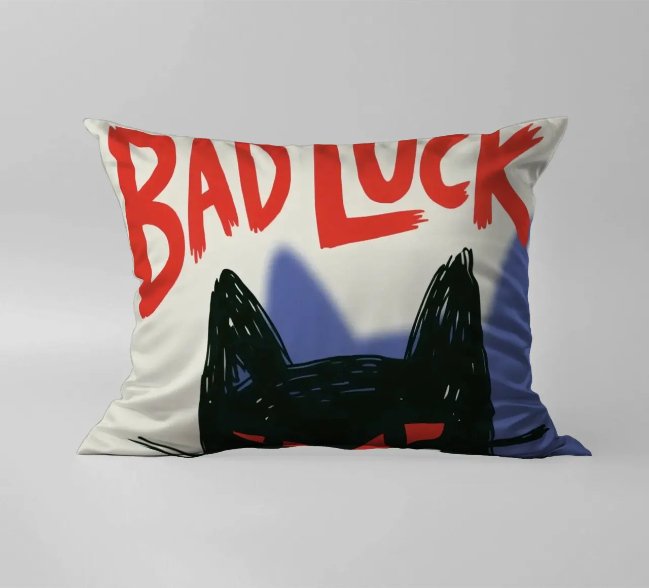 Bad Luck Cat - Umorismo nero e stile grafico cuscino da Plain Thoughts