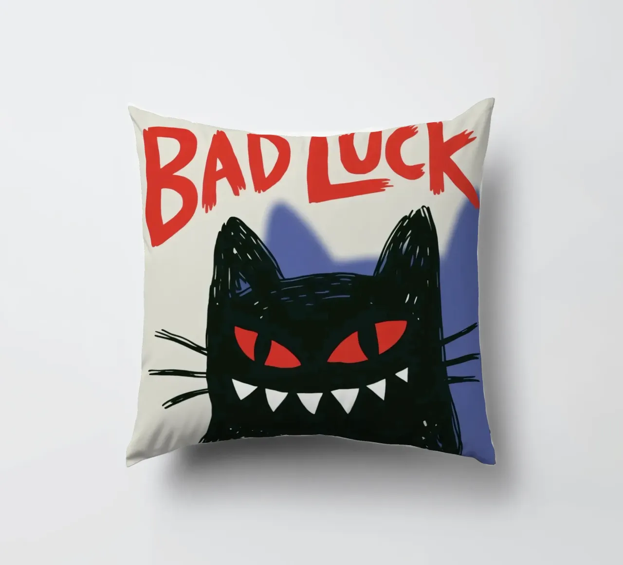 Bad Luck Cat - Umorismo nero e stile grafico cuscino da Plain Thoughts