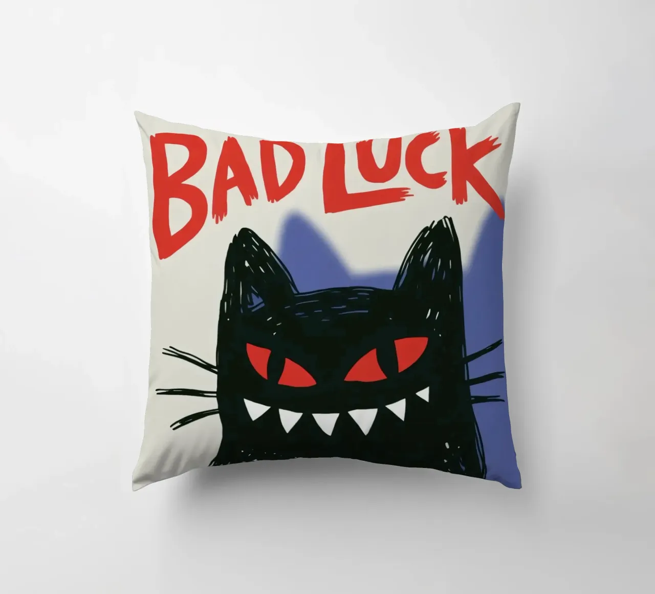 Bad Luck Cat - Umorismo nero e stile grafico cuscino da Plain Thoughts