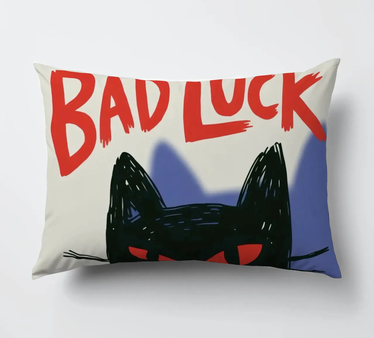 Bad Luck Cat - Umorismo nero e stile grafico cuscino da Plain Thoughts