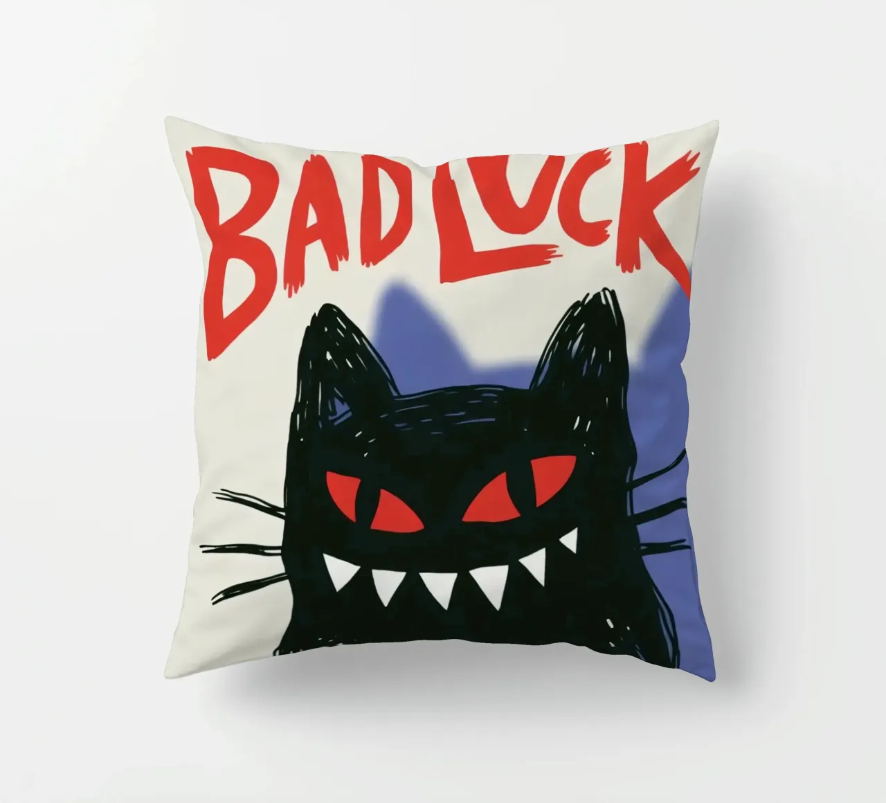 Bad Luck Cat - Umorismo nero e stile grafico cuscino da Plain Thoughts
