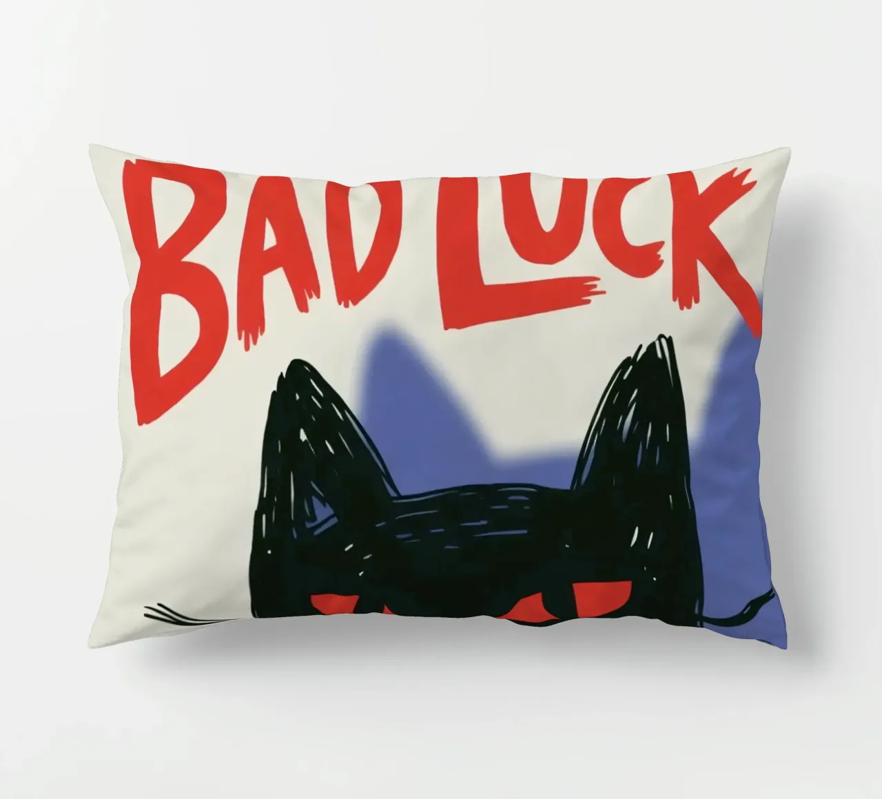 Bad Luck Cat - Umorismo nero e stile grafico cuscino da Plain Thoughts