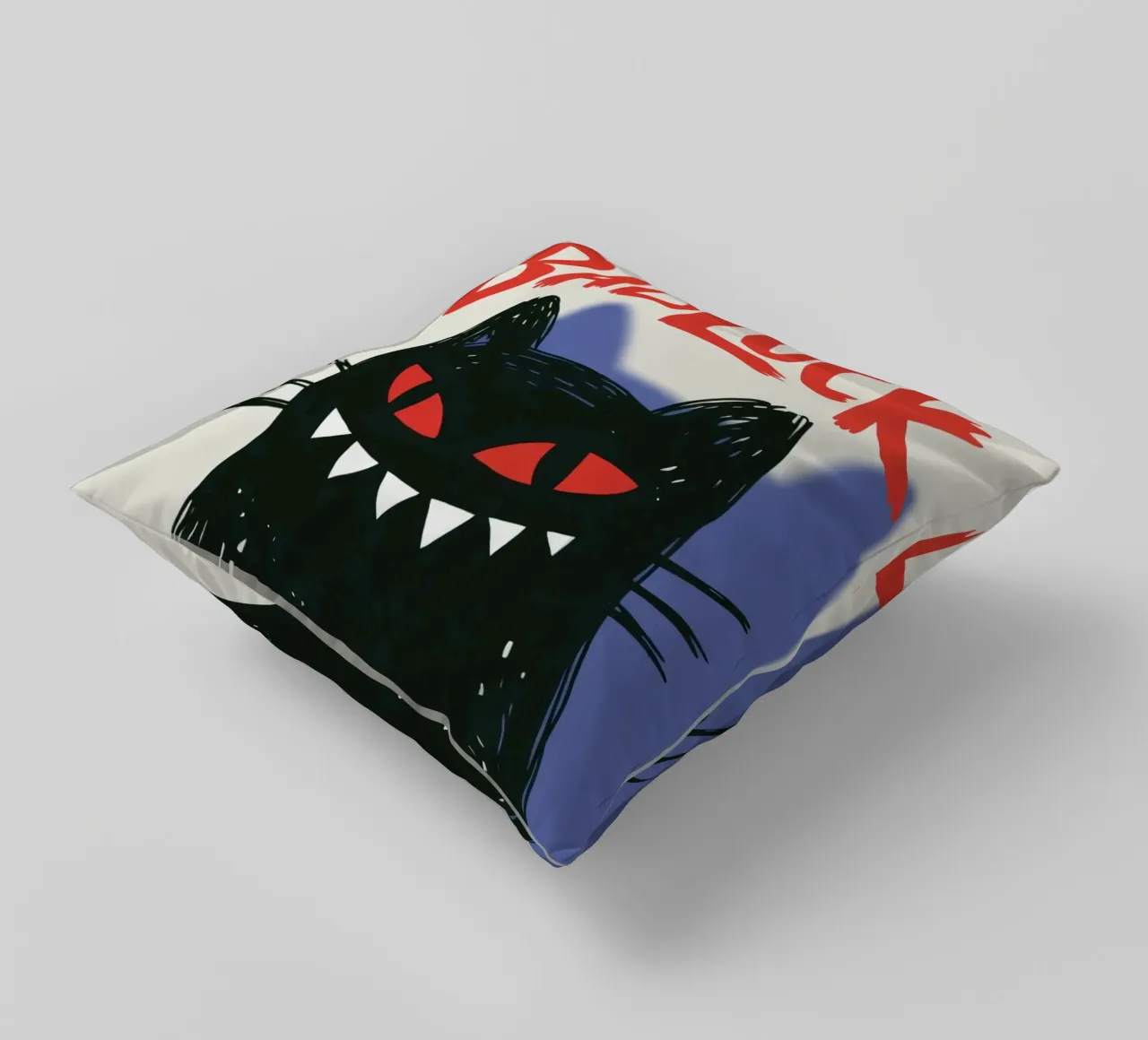Bad Luck Cat - Umorismo nero e stile grafico cuscino da Plain Thoughts