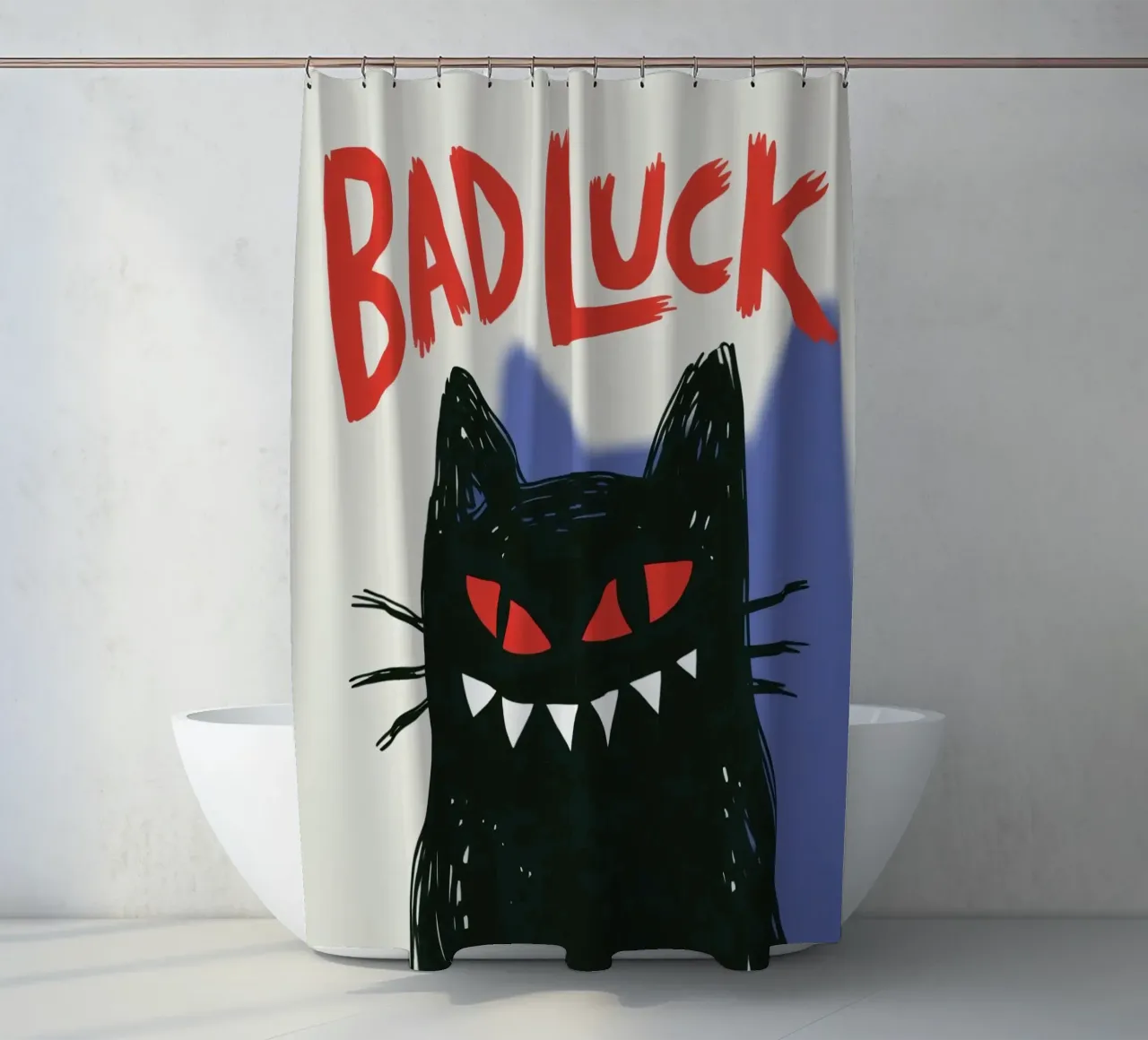 Bad Luck Cat - Umorismo nero e stile grafico tenda da doccia da Plain Thoughts