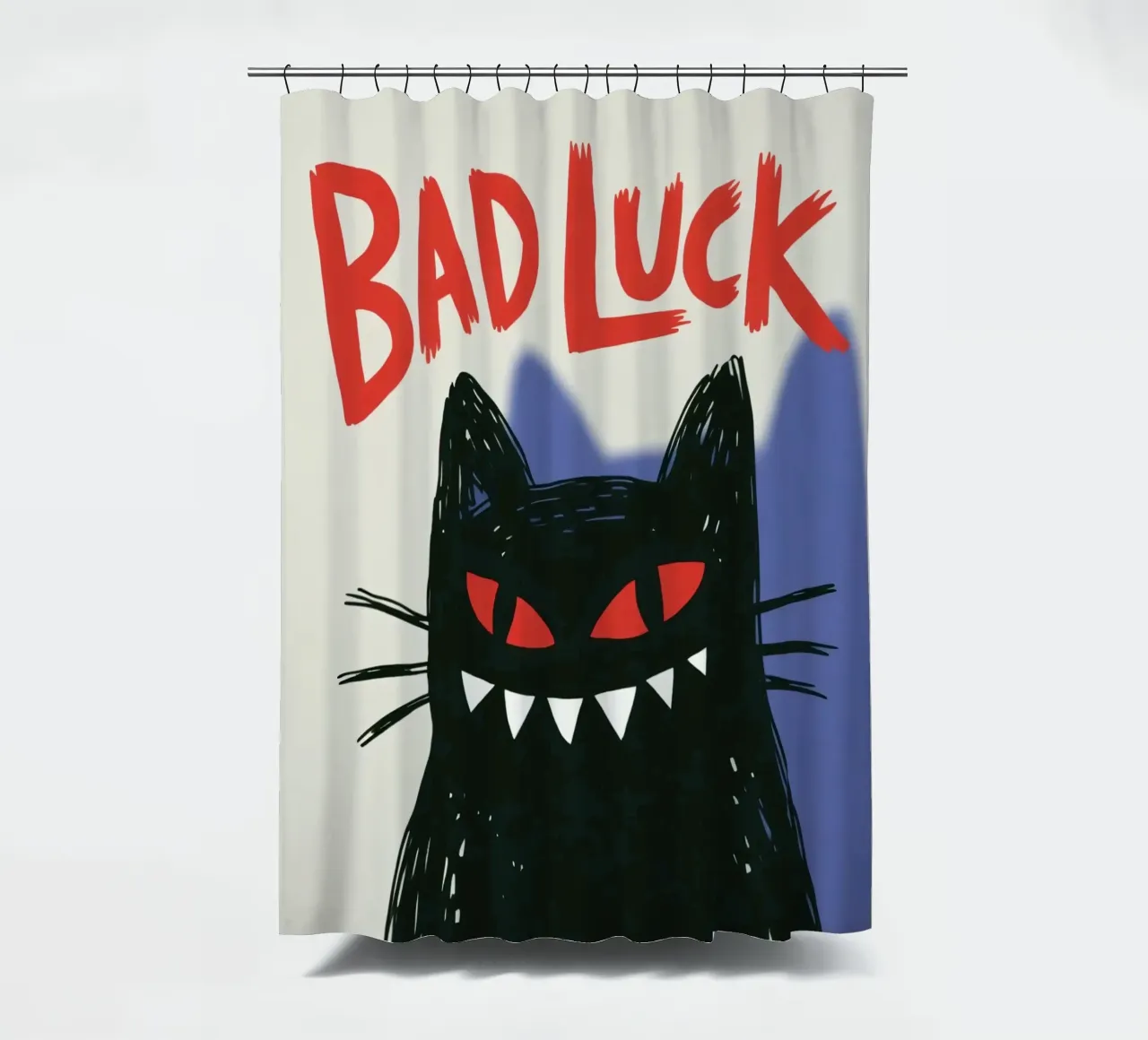 Bad Luck Cat - Umorismo nero e stile grafico tenda da doccia da Plain Thoughts