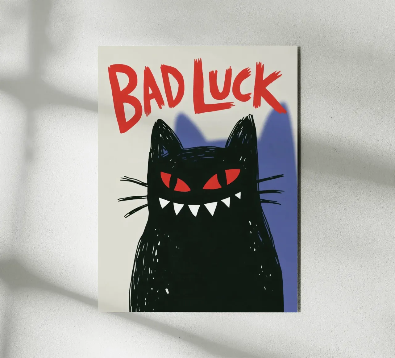Bad Luck Cat - Umorismo nero e stile grafico alluminio dibond da Plain Thoughts