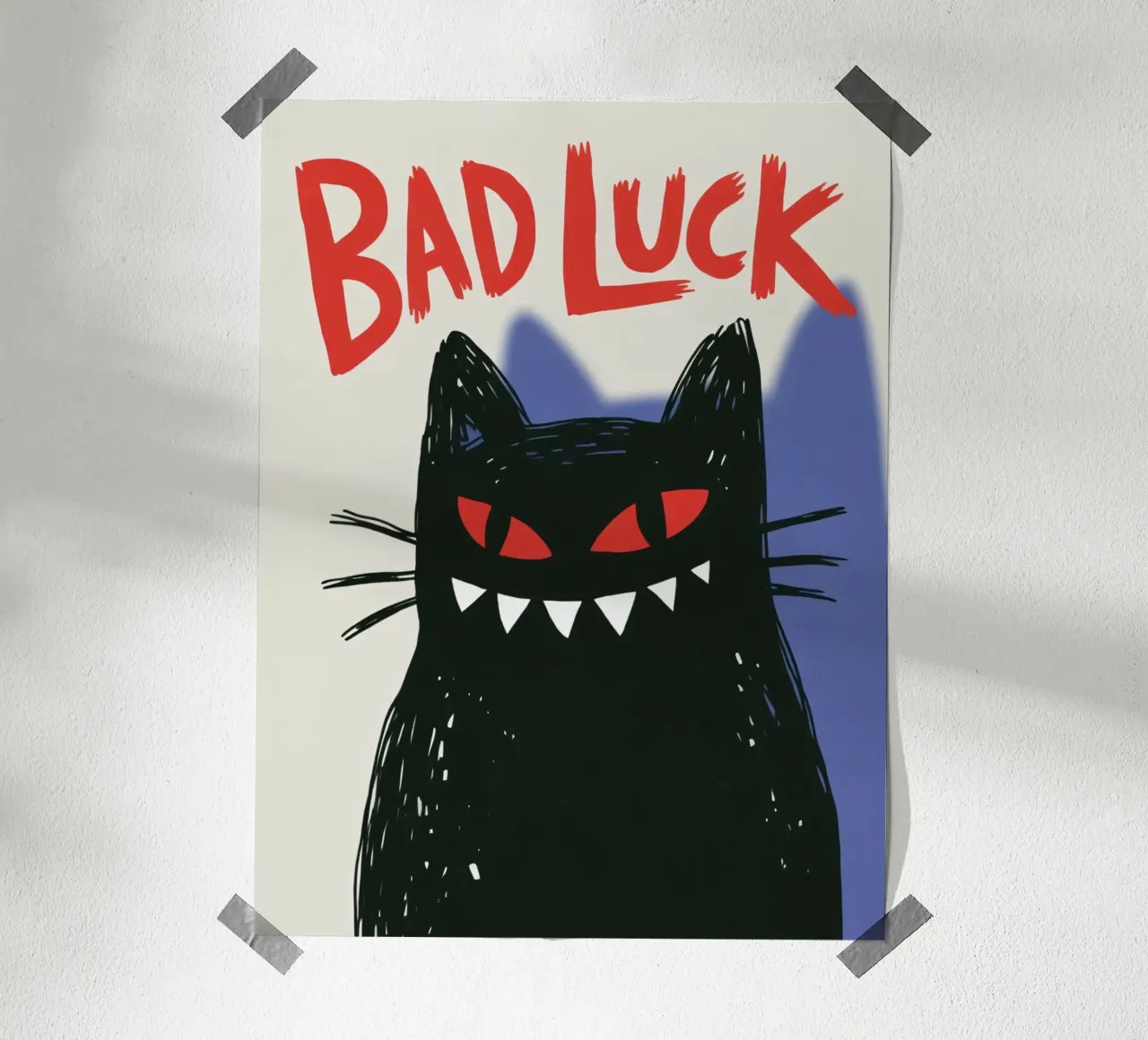 Bad Luck Cat - Umorismo nero e stile grafico carta hahnemühle da Plain Thoughts