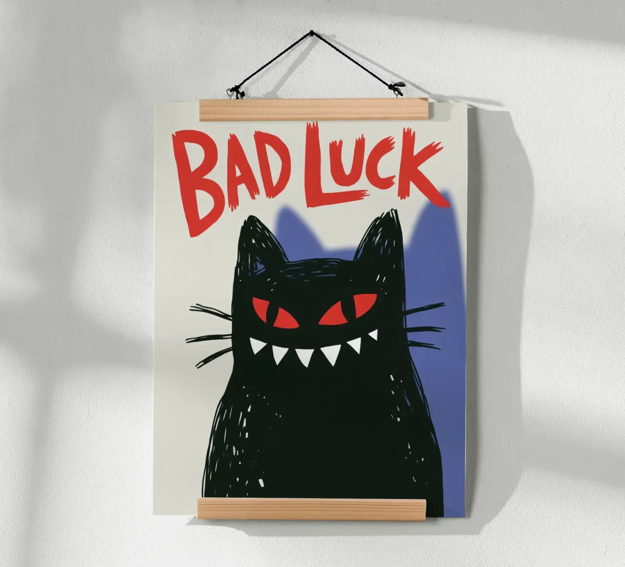Bad Luck Cat - Umorismo nero e stile grafico carta hahnemühle da Plain Thoughts