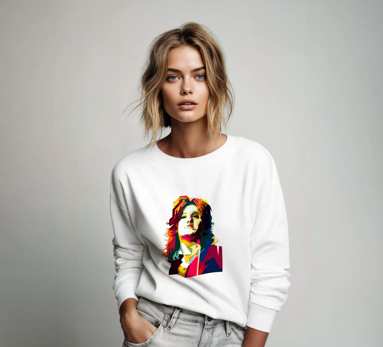 Suzi Quatro Strumblin' In Klassischer Rock Pop Kunst WPAP Sweatshirt von Artkreator
