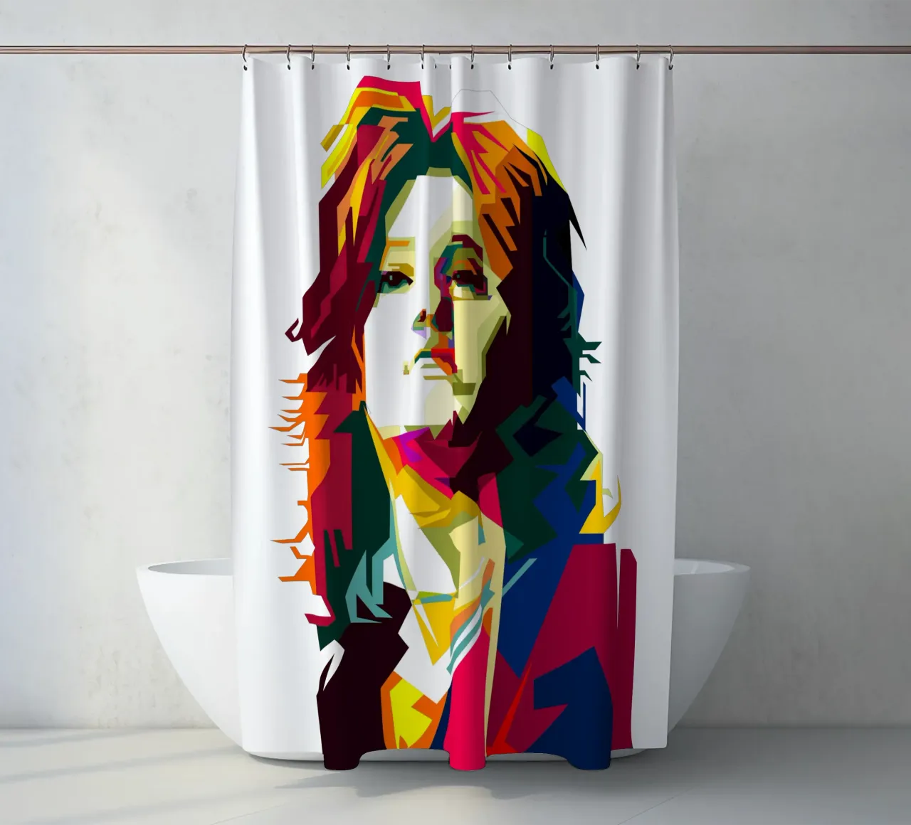 Suzi Quatro Strumblin' In Klassischer Rock Pop Kunst WPAP Duschvorhang von Artkreator