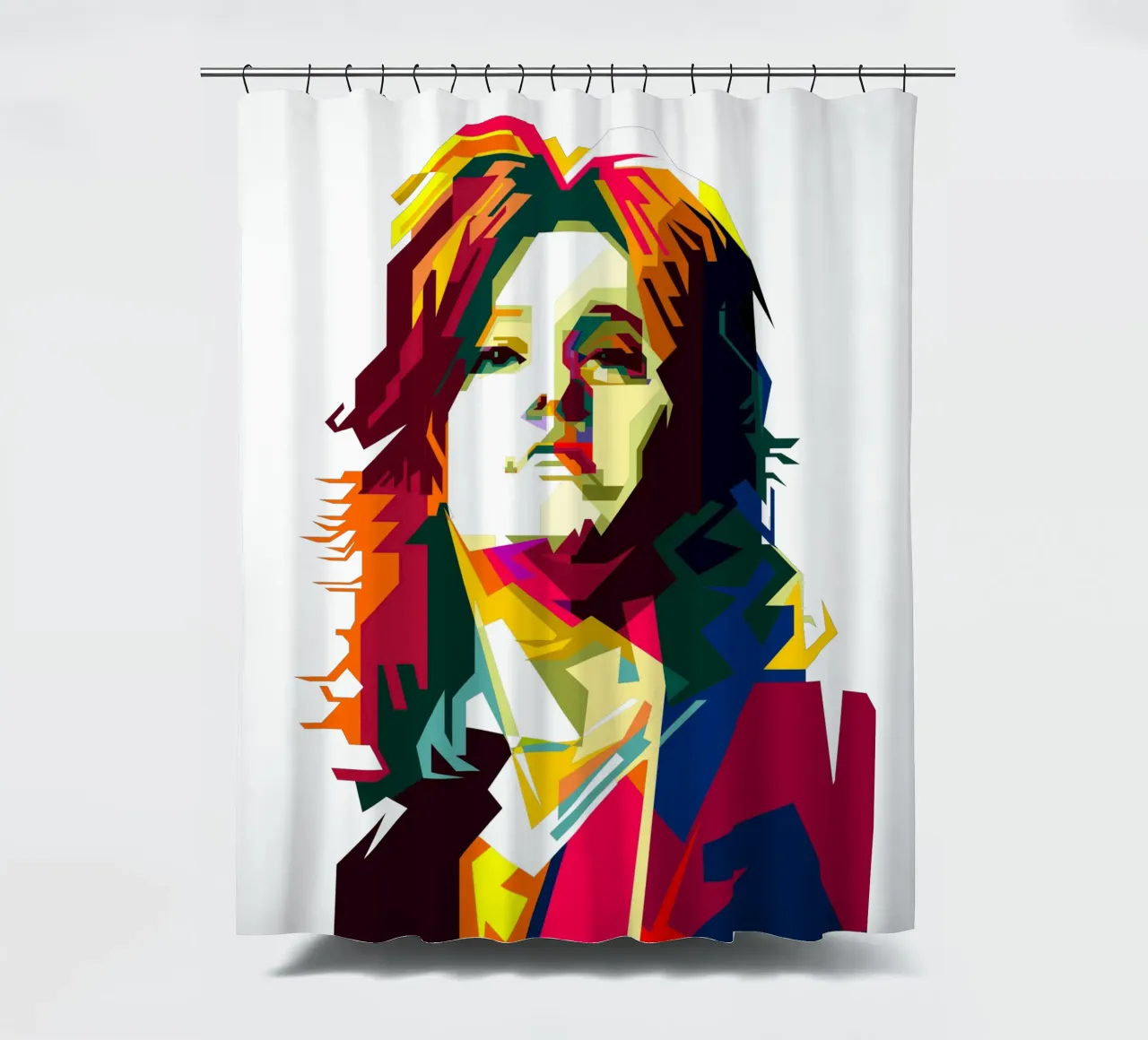 Suzi Quatro Strumblin' In Klassischer Rock Pop Kunst WPAP Duschvorhang von Artkreator