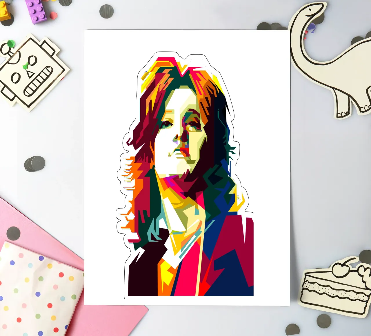 Suzi Quatro Strumblin' In Klassischer Rock Pop Kunst WPAP Stickerbogen von Artkreator