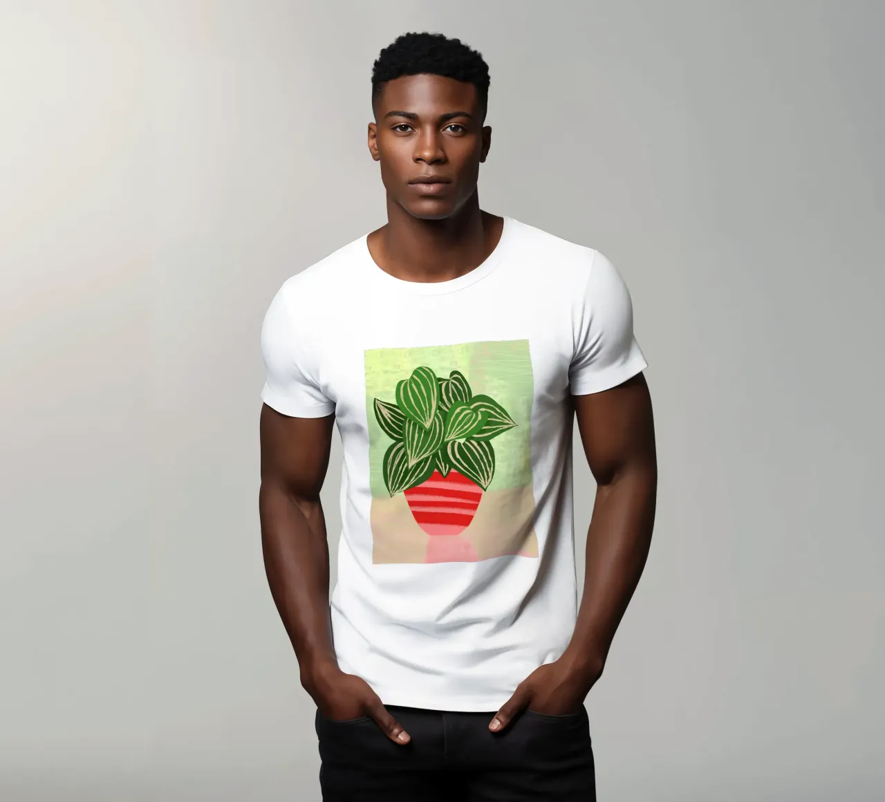 Pianta in vaso a foglia grande t-shirt da Kim Hubball Studio