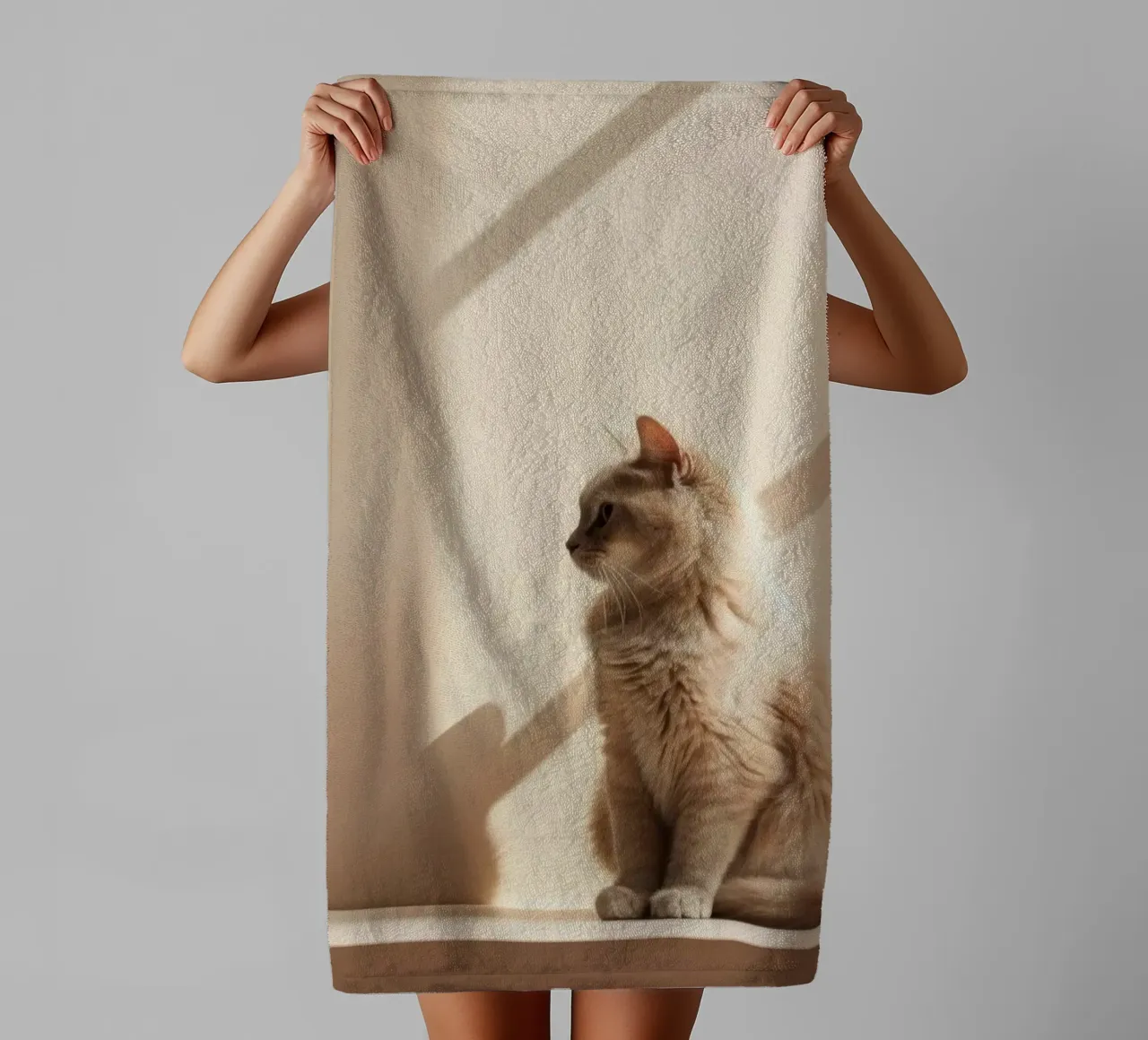 cat in shadow light badhanddoek van Fost