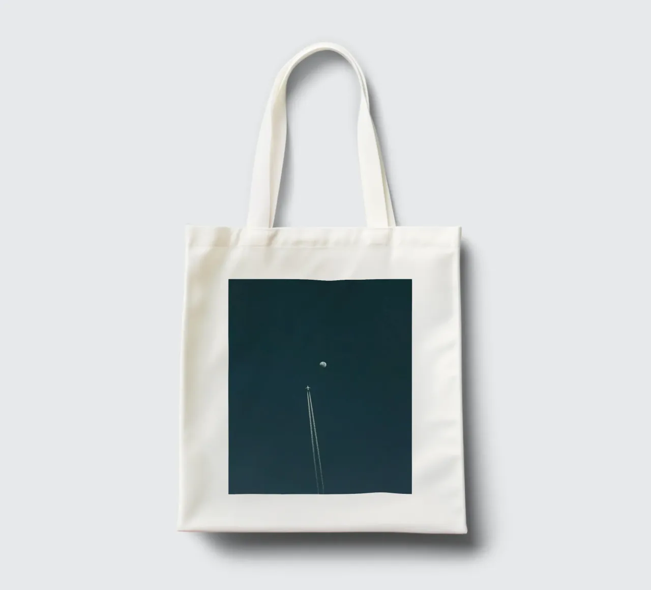 plane with moon borsa in juta da Fost