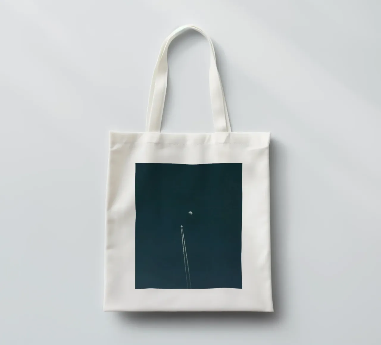 plane with moon borsa in juta da Fost