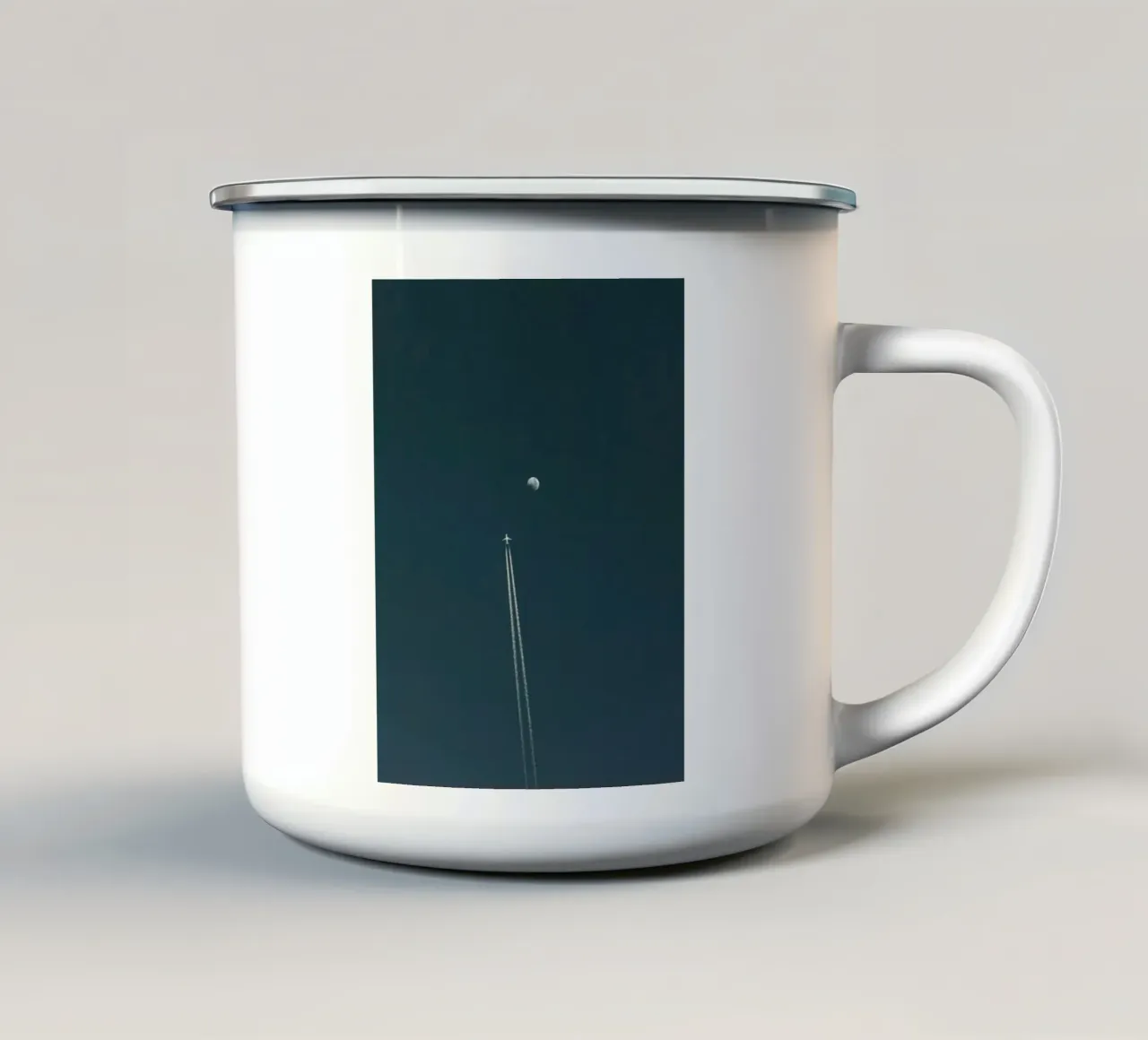 plane with moon Emaille Tasse von Fost