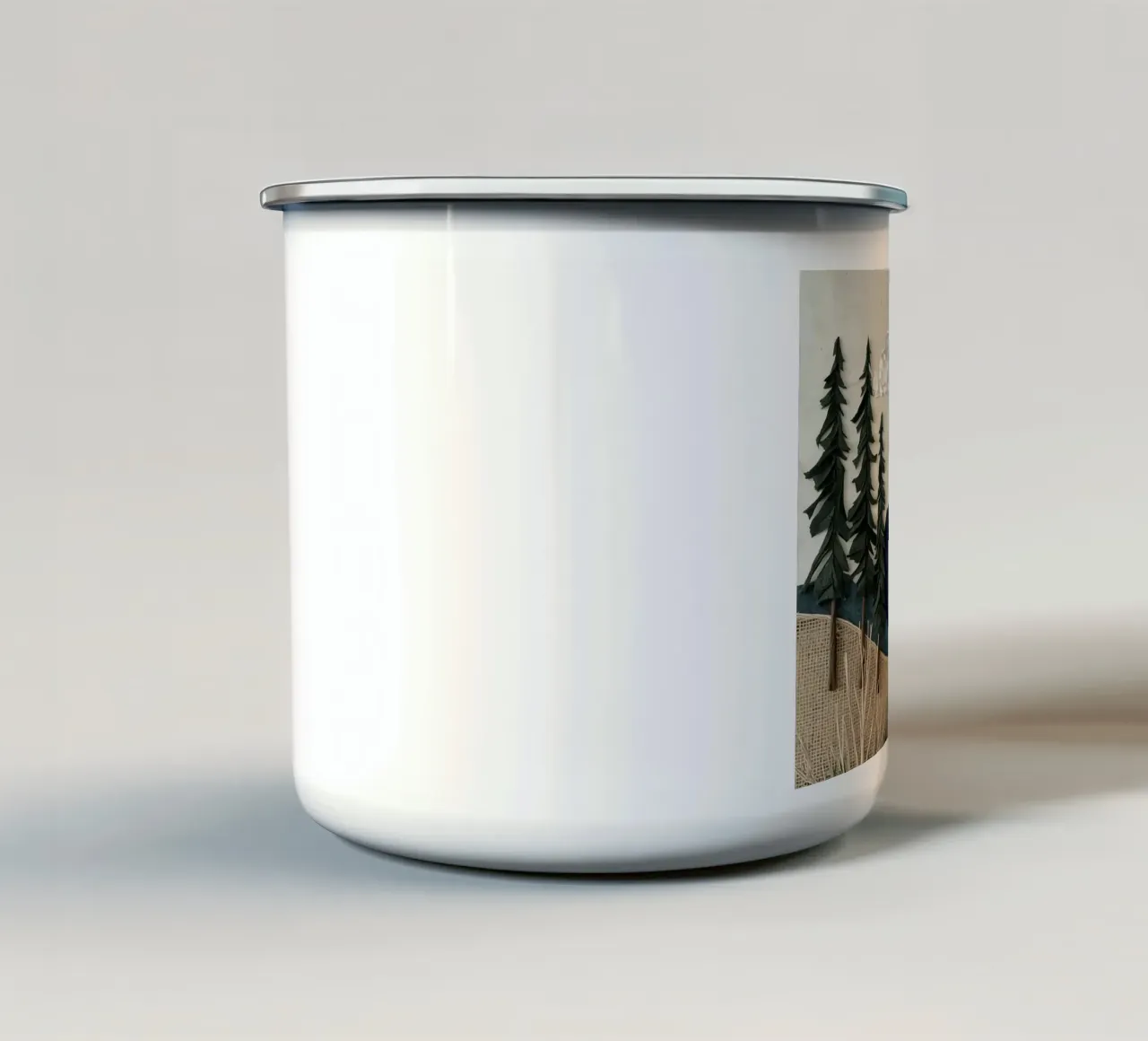 Collage di paesaggi in tessuto a tecnica mista tazza in smalto da DesignDoodle