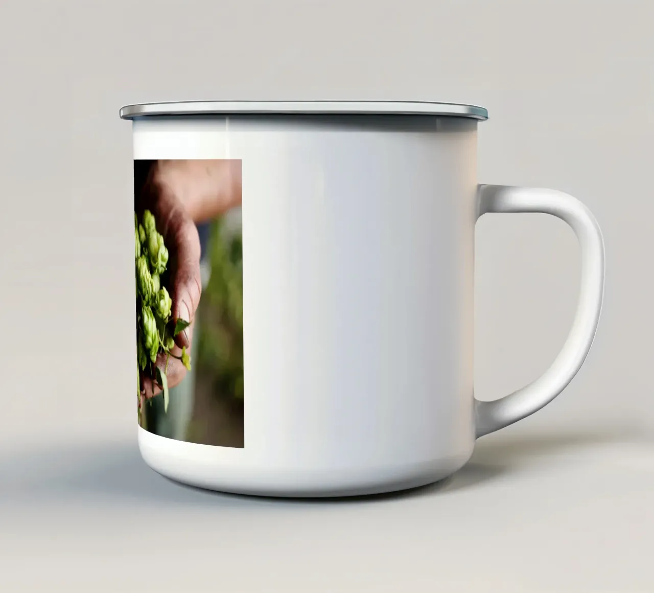 Luppolo in mano, Baviera tazza in smalto da Simon Koy