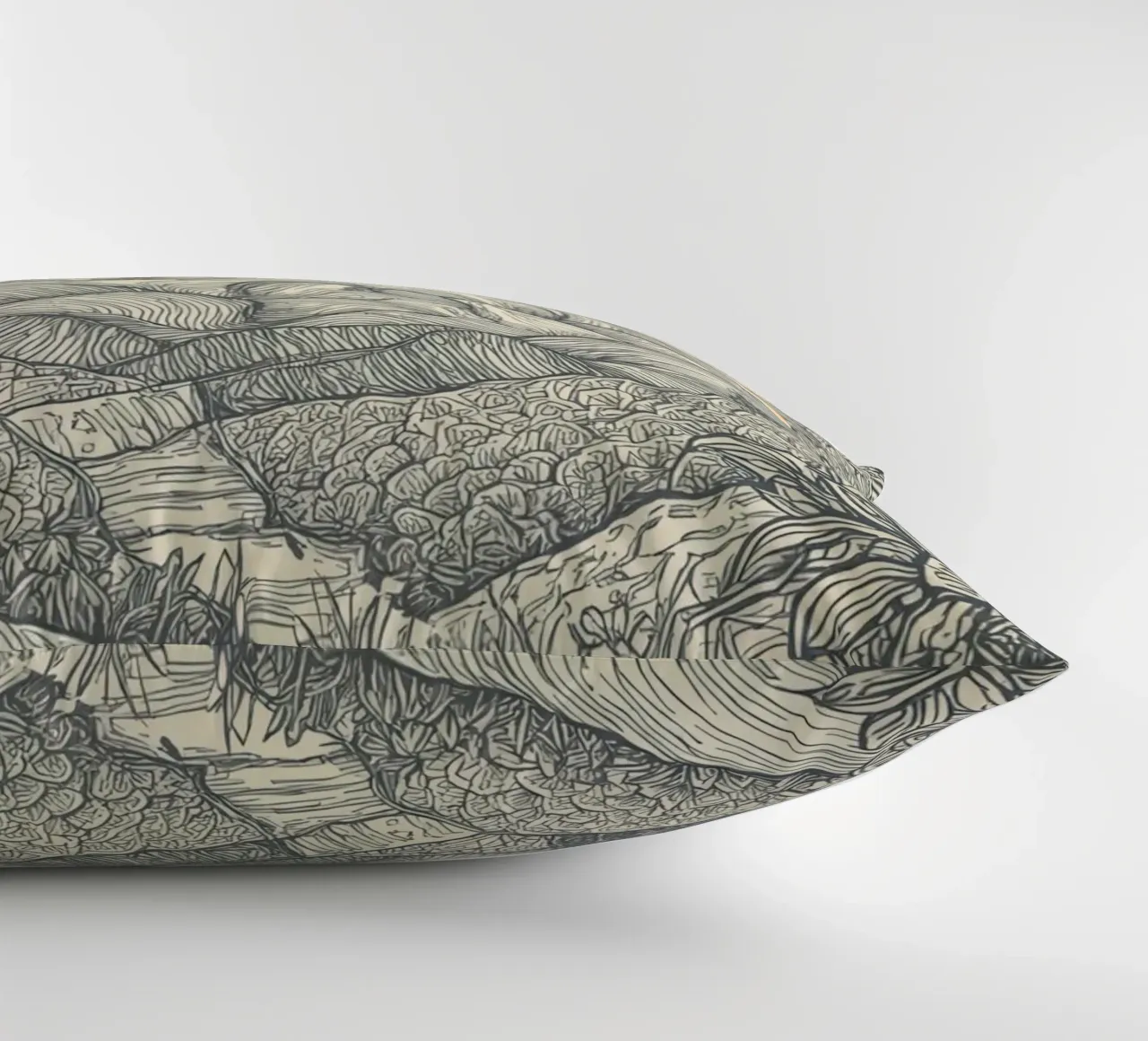 Berglandschaft mit Teich und floralem Rahmen Kissen von DesignDoodle