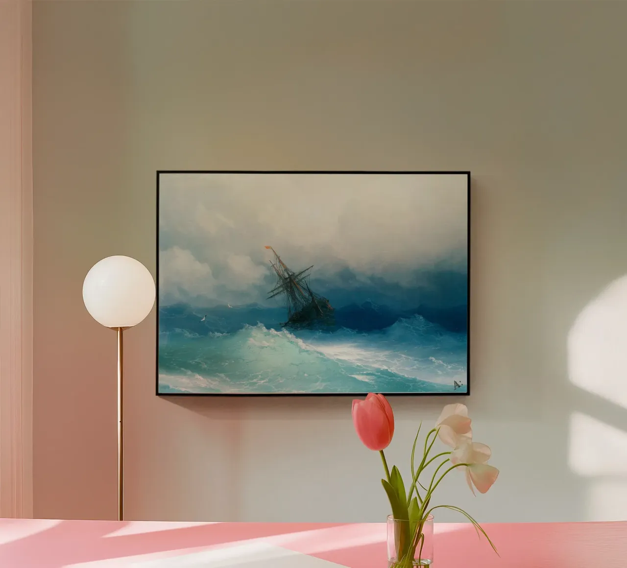 Ivan Aivazovsky’s Ship on Stormy Seas plexiglass da Venus Art