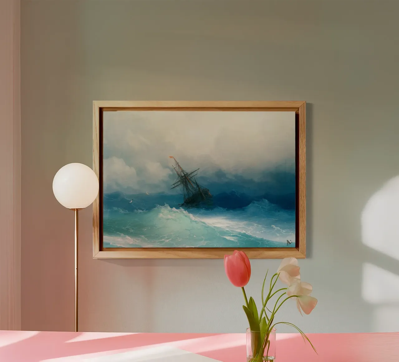 Ivan Aivazovsky’s Ship on Stormy Seas alluminio dibond da Venus Art