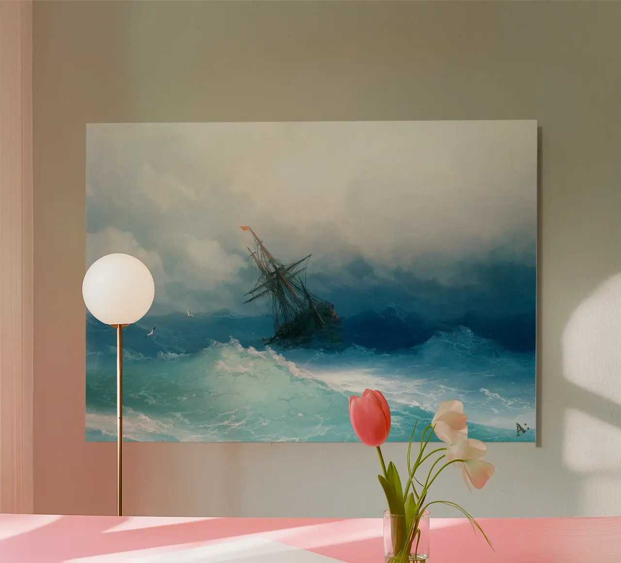 Ivan Aivazovsky’s Ship on Stormy Seas alluminio dibond da Venus Art