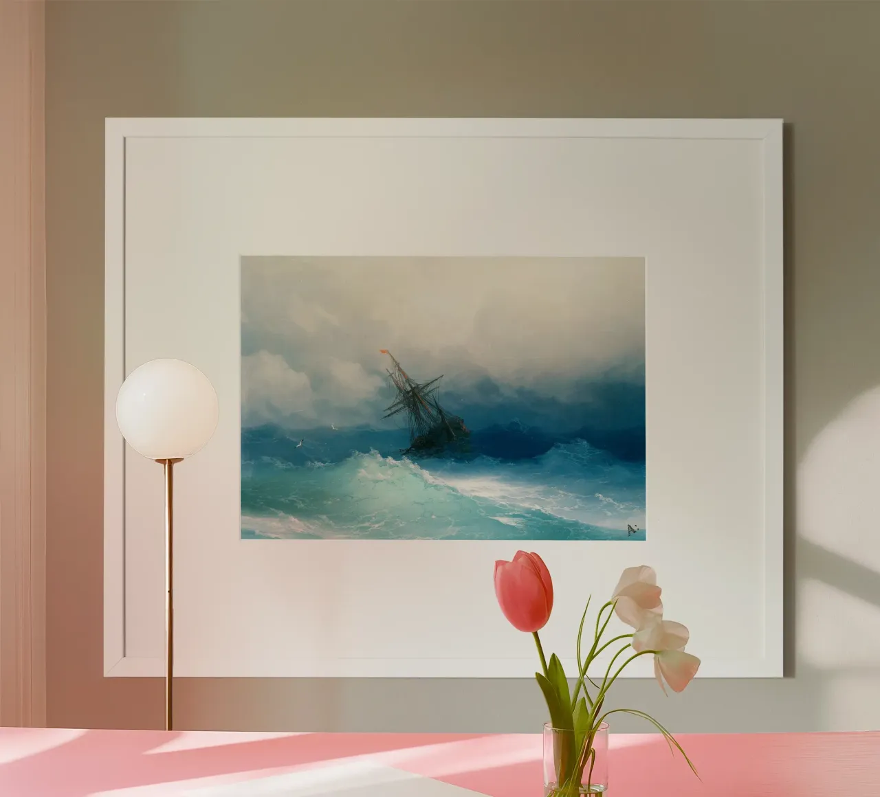 Ivan Aivazovsky’s Ship on Stormy Seas poster da Venus Art
