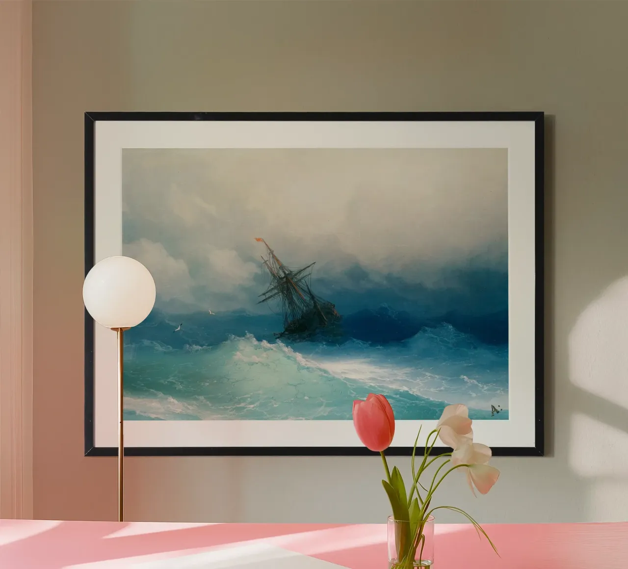 Ivan Aivazovsky’s Ship on Stormy Seas poster da Venus Art