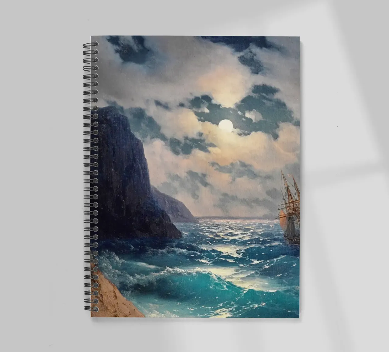 Ivan Aivazovsky’s Passing Ship on a Moonlit Night diario ad anelli da Venus Art