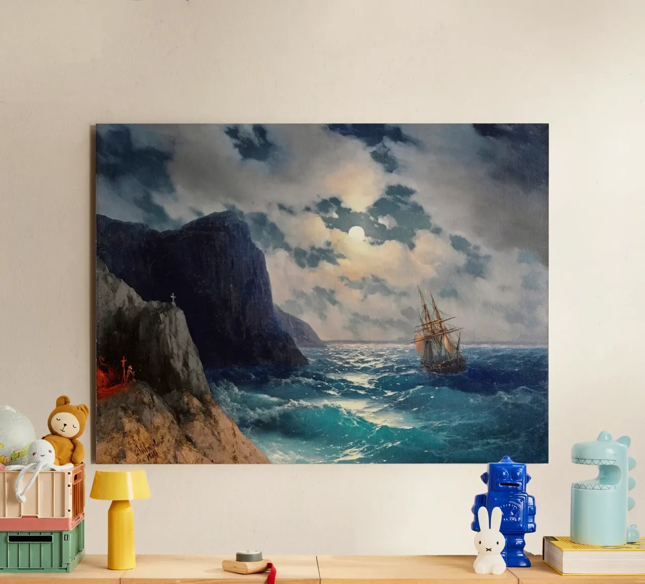 Ivan Aivazovsky’s Passing Ship on a Moonlit Night pannello forex da Venus Art