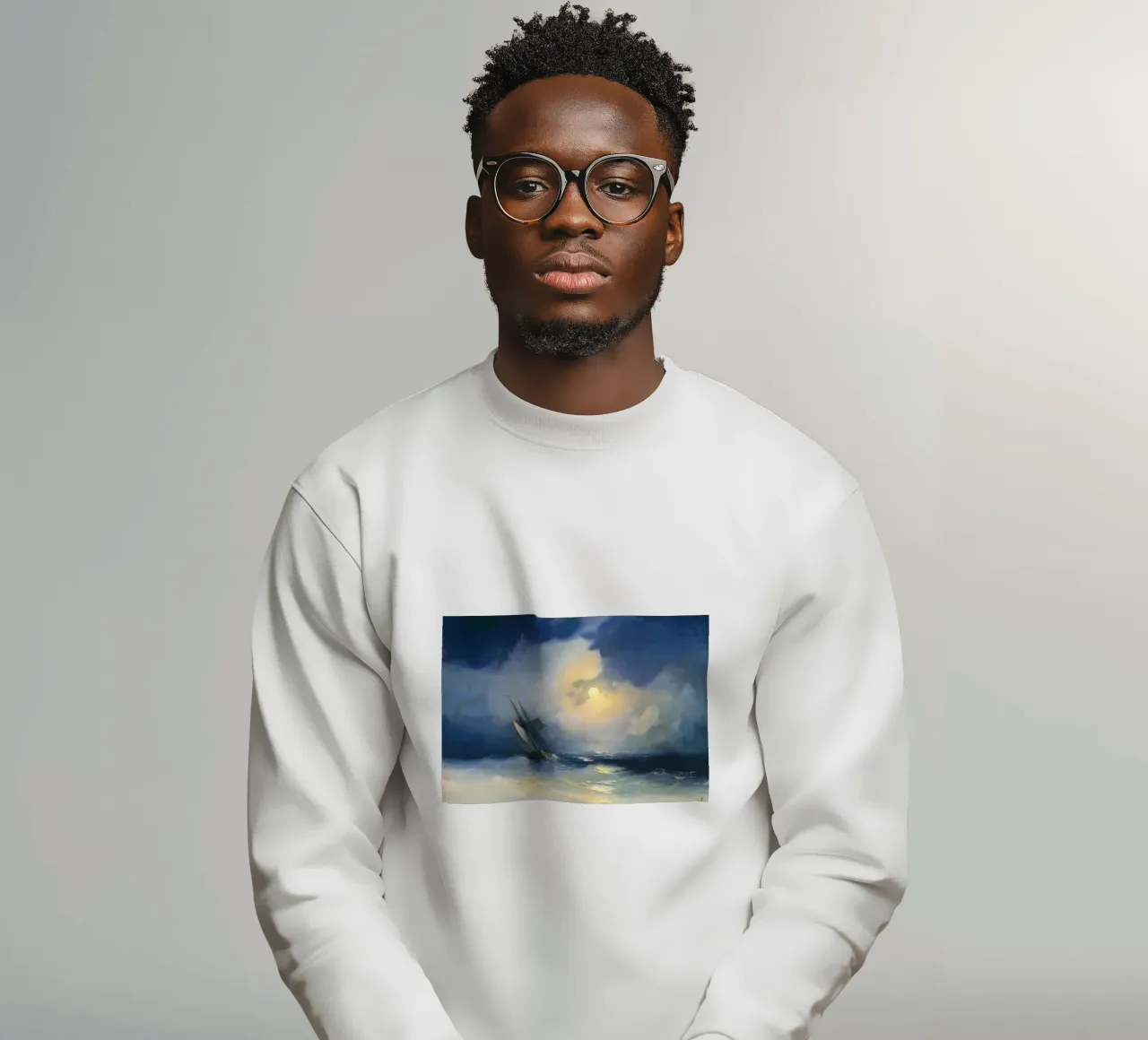 Iwan Aiwasowskis Sturm auf dem Meer in einer mondhellen Nacht Sweatshirt von Venus Art