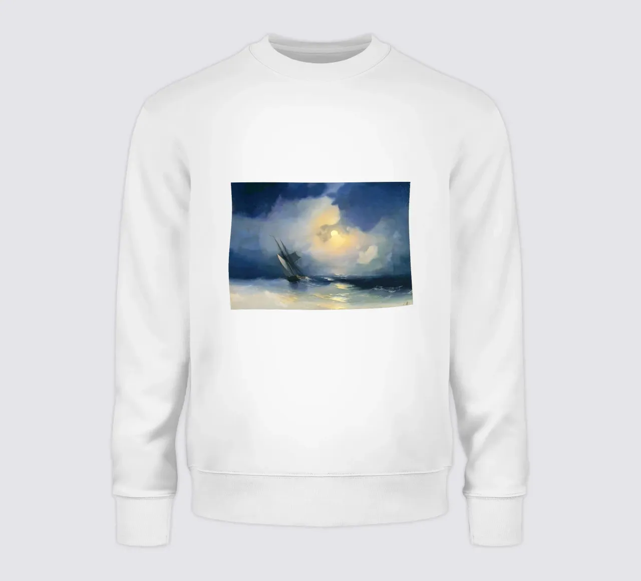 Iwan Aiwasowskis Sturm auf dem Meer in einer mondhellen Nacht Sweatshirt von Venus Art