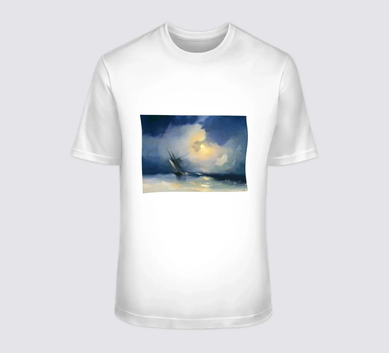 Iwan Aiwasowskis Sturm auf dem Meer in einer mondhellen Nacht T-Shirt von Venus Art