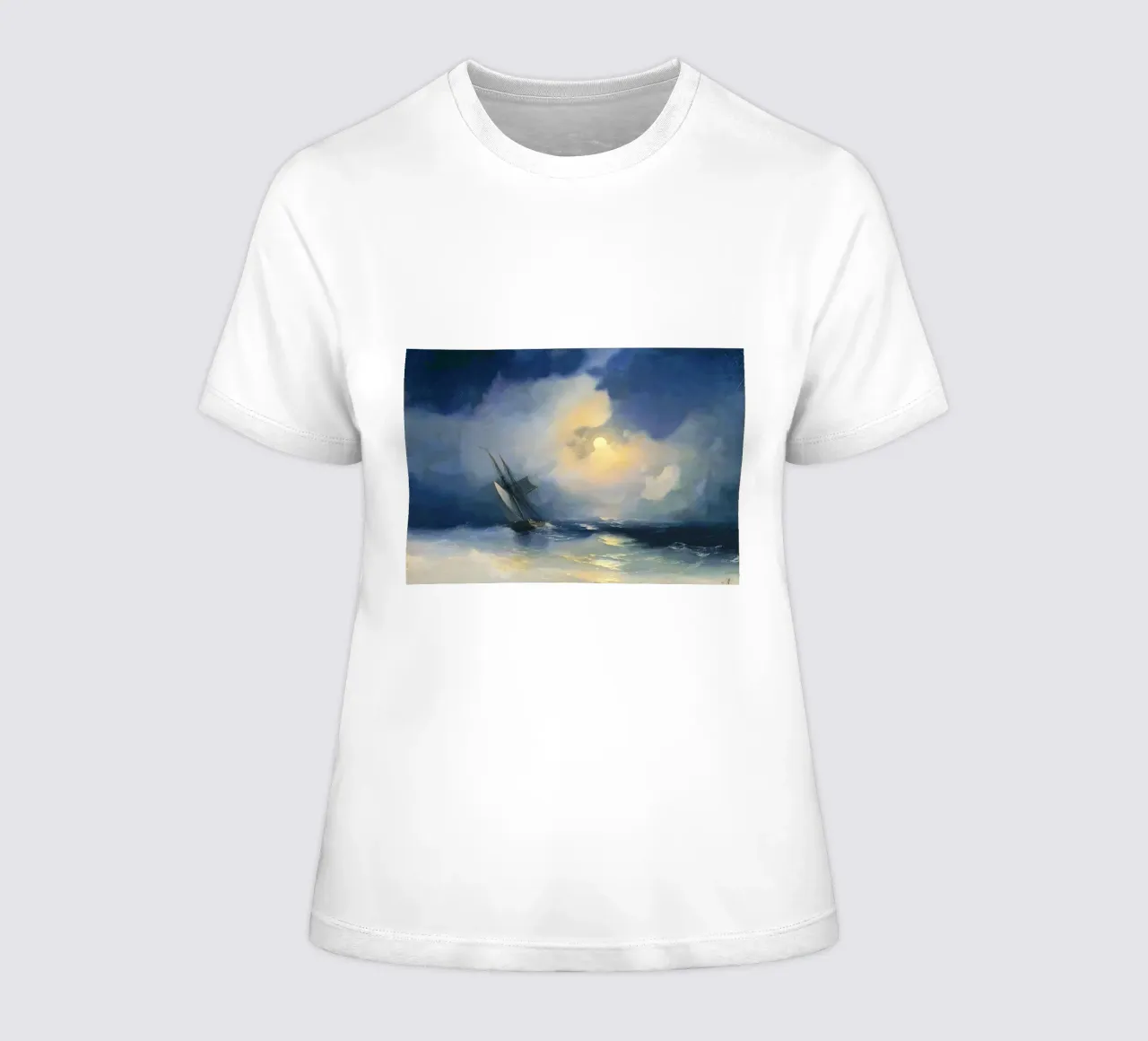 Tempesta in mare in una notte di luna di Ivan Aivazovsky t-shirt da donna da Venus Art