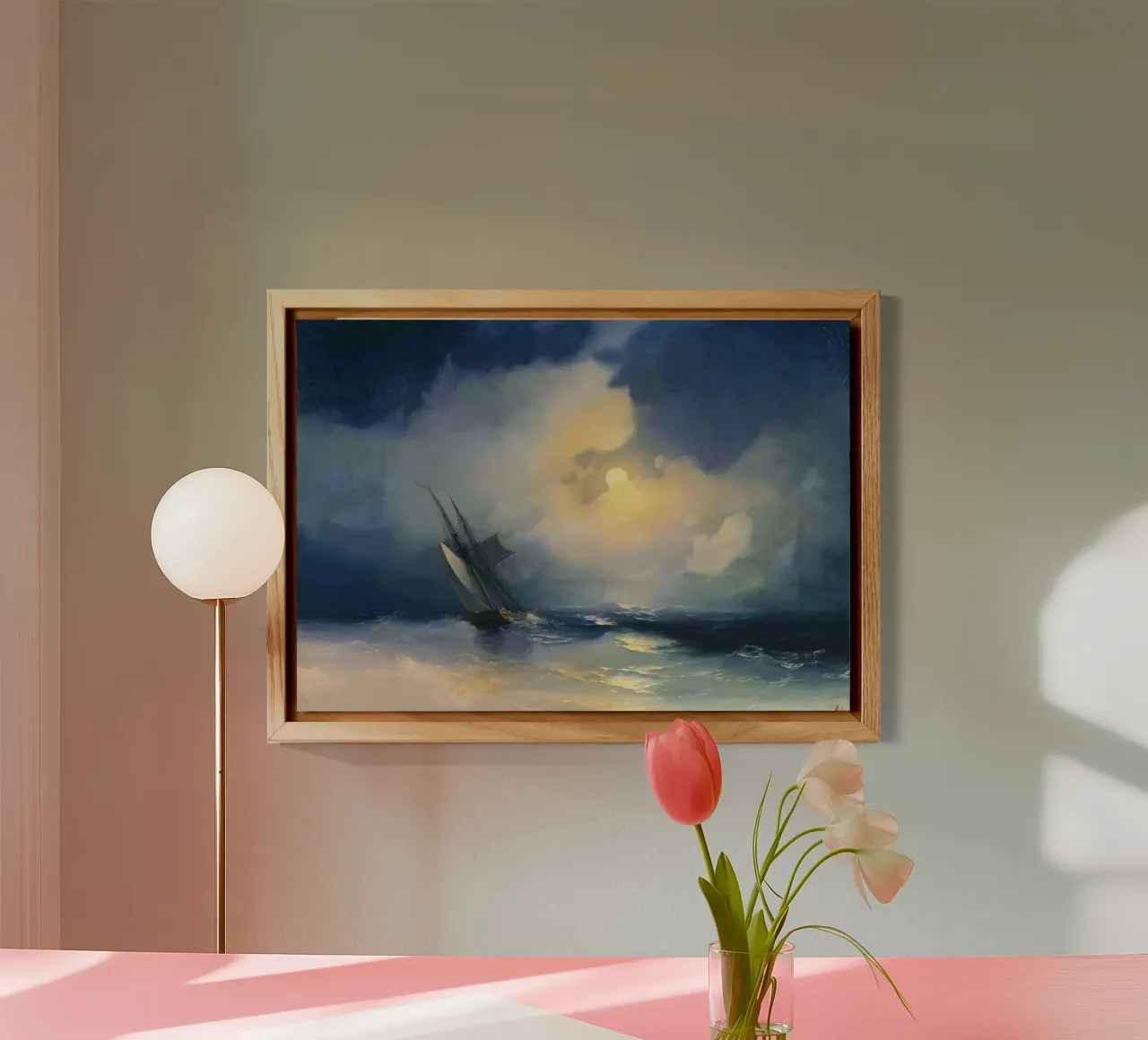 Tempesta in mare in una notte di luna di Ivan Aivazovsky pannello forex da Venus Art