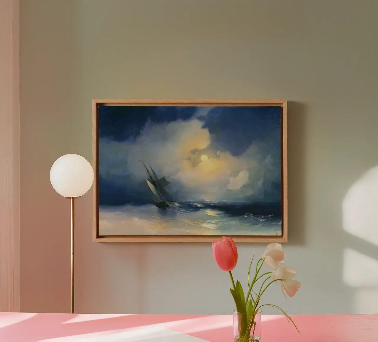 Tempesta in mare in una notte di luna di Ivan Aivazovsky tela da Venus Art